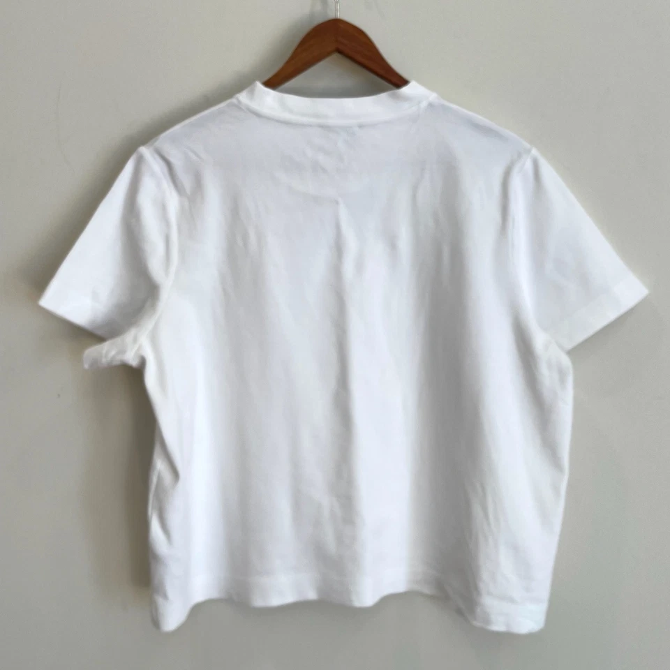 COS Top Womens Large White Cotton Short Sleeve Crop Crewneck Minimalist Luxe - Image 2 of 4