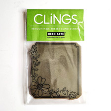FLOWER BOX LABEL Hero Arts Cling Rubber Stamp Flower Daisy Frame bb51