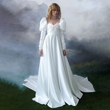 Exquisite A-line Bride Dresses Backless Long Sleeve Satin Sexy Sweetheart