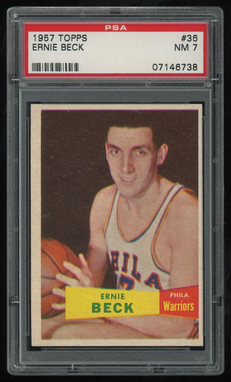 1957-58 Topps Ernie Beck Rookie #36 PSA 7 - Philadelphia Warriors - RC
