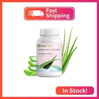 AloeCure Daily Probiotics 10 Billion CFU for Digestive Support 8 Strains, 6 Preb