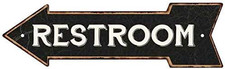 Restroom Arrow Sign Left Vintage Looking Business Bathroom Sign 5X17 20517000401