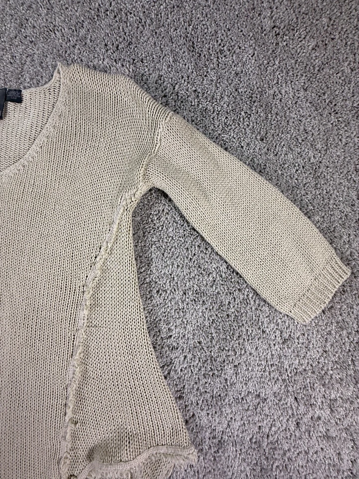 Suéter para mujer Quinn talla pequeña beige con flecos Foto 3 de 4