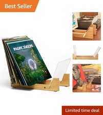 Retro Vinyl Record Storage Stand - Solid Wood Acrylic for 12" LPs 7" Singles