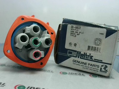 Meltric DS60 33-68072 Einlassstecker 60A 2P+G 250VAC 5HP Schalter NEU OVP