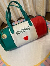 Moschino Boston Travel Bag Vintage Retro Green red White Authentic