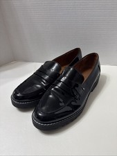 Franco Sarto Size 9 M Cassandra Black Patent Lug Penny Loafer Comfort Shoe