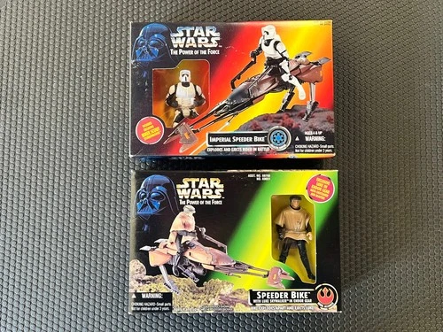 Star Wars POTF Imperial Speeder Bike Lo of 2, Scout Trooper and Luke Skywalker