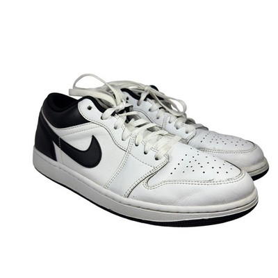 Nike Air Jordan 1 Low White Black Leather Sneakers Men's Size 9