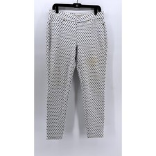 UNBRANDED Women's White-Black Polka Dot Slim Leg Pants SZ S