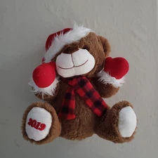 Christmas Dan Dee Collectors choice Teddy Bear BROWN 12" CUDDLY SOFT HAT SCARF