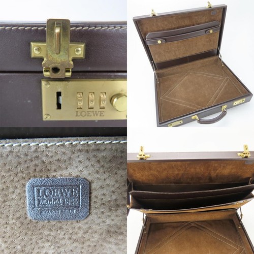 USADO LOEWE Bolso de Negocios Cuero Marrón Beige Attache Case - Imagen 13 de 15
