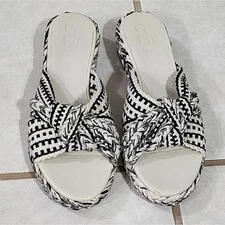 Antolina black and white Biaga Knot braided cotton sandals size 37 6.5 7