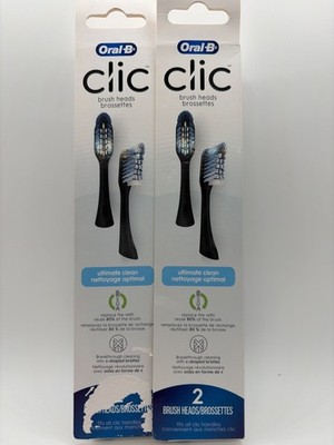 Oral-B Clic Ultimate Clean Black Lot of 2-2 Brush Heads Refill Ultimate Clean M2