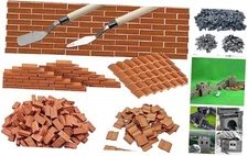  542 PCS Mini Grey Roof Tiles Mini Wall Bricks Set, DIY Materials Grey 420