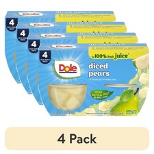 4 pack Dole Fruit Bowls Diced Pears in 100 Fruit Juice, 4 oz Cups 4 Pack
