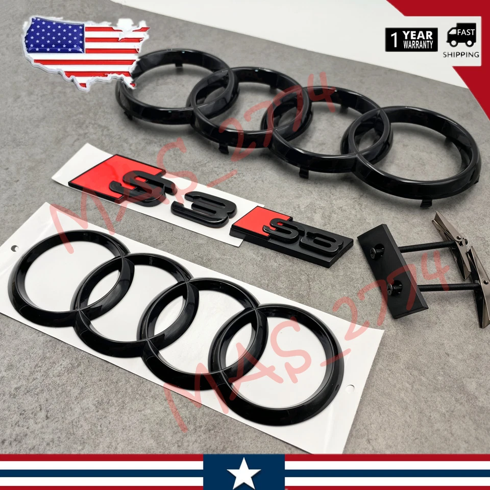 4 шт черных передних колец S3 273 мм 192 мм с эмблемой задней решетки багажника - Изображение 2 из 4