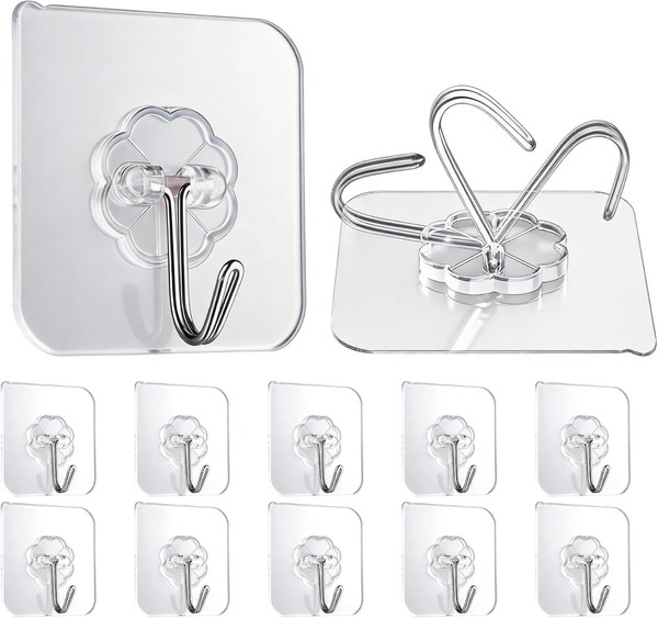 Klebehaken Selbstklebend Transparent 10 StüCk Extra Stark 15Kg Ohne Bohren-image