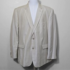Tommy Hilfiger Cotton Linen Blend Blazer Jacket Size 50R Cream Light Tan Beige