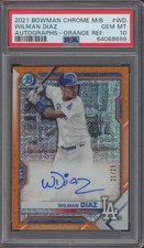 2021 Bowman Chrome Mega Box Orange Wilman Diaz 21/25 Auto Gem Mint PSA 10