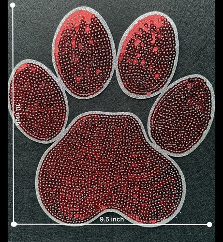 ā¤ļøš¾ Red Sequin Paw Patch ā 10" x 9.5" Sparkling Glitter Iron-On Appplique - Picture 6 of 7