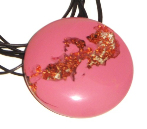 Sobral Orlando Opaque Pink Copper Metalique Large Pendant Artist Made Necklace - Picture 6 of 9