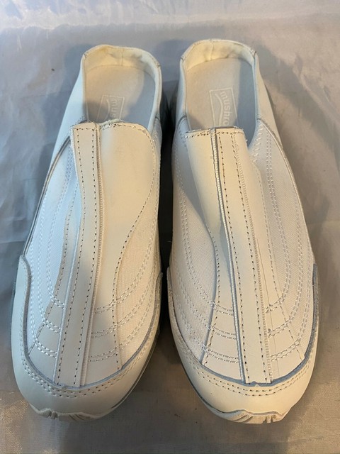 white leather mule sneakers