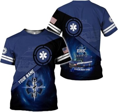 Personalized Name Emergency Medical Services EMS 3D T-Shirt Full Size S-5XL