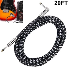 20ft Noiseless Electric Wire Guitar Bass Cable Musical Cord 1/4" Premium Copper