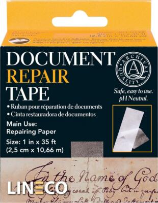 Lineco Self-Adhesive Document Repair Tape, 1'' by 35', Transparent 1''X35'