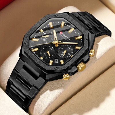 CURREN 8459 Quartz Watch Men Stainless Steel Sport Multifunction