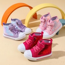 Toddler Girls Autumn Winter Fashion Princess Sequin Canvas Shoes Casual Sneaker