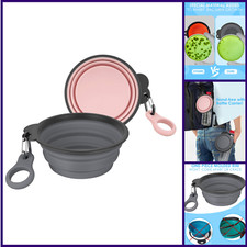 2 Pack Collapsible Dog Bowls w/ Bottle Holder Travel Pet Water Bowls 15oz Small