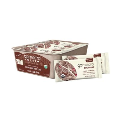 Mocha Chocolate Chip Vegan Protein Bars Pack of 12 Healthy Snack Bars