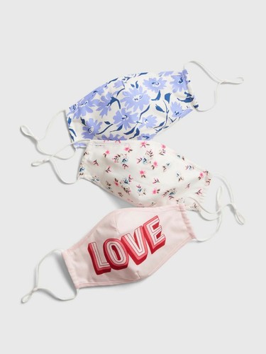 The Gap Adult Contour Mask 3-Pack Love Pink Blue Flowers Fast Shipping NEW - 第 1/5 張圖片