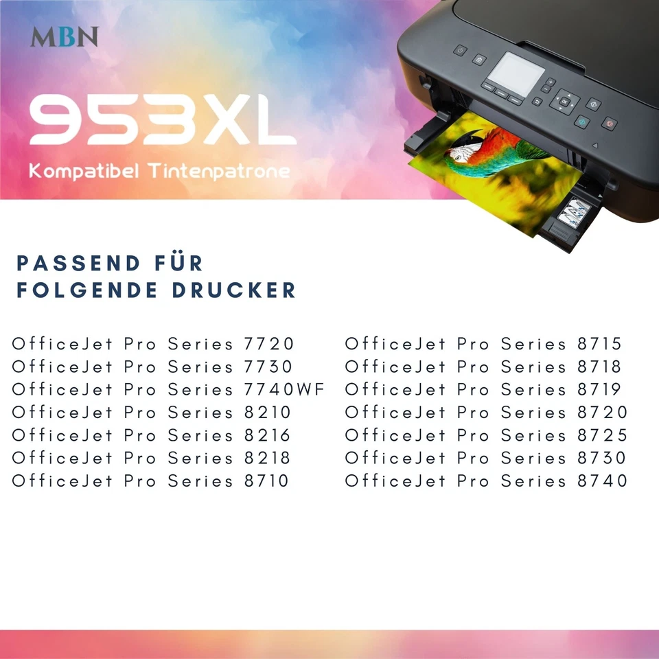 Patronen für HP 953 XL Officejet Pro 8715 8710 7740WF 8725 8210 8720 8730 7720 - Bild 2 von 4