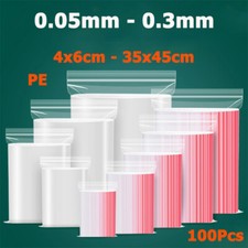 Clear PE Zip-lock Food Grade Plastic Bags Grip Self Seal Resealable Storage Bags