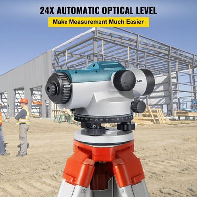 High Precision 24X Optical Auto Level Kit - Waterproof Builders Level with Magne