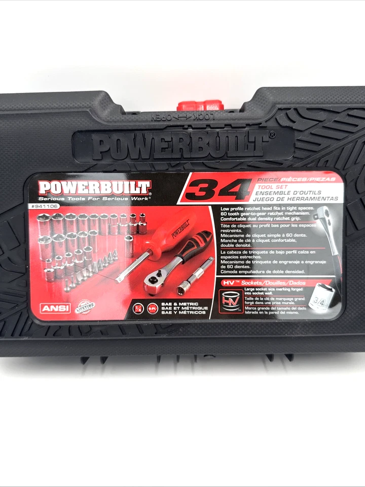 31 Pc 1/4" Dr 6-Pt SAE & Metric Tool Set w/Low Profile Ratchet Head *READ* - Image 2 of 4