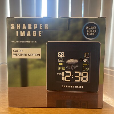 Color Weather Station by Sharper Image Dual Alarm Forecast Graphics Outdoor Sen
