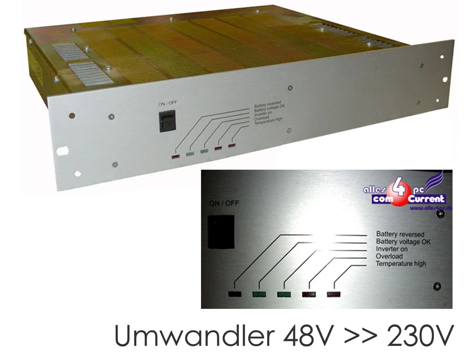 POWER ADAPTER DAUERLEISTUNG 48V DC AUF 230V AC UPS USV WECHSELRICHTER UMWANDLER - Bild 4 von 4