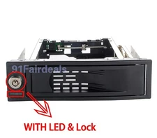 3.5" SATA Internal HDD Drive Enclosure Mobile Rack for 5.25" Bay With Lock & LED