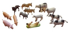 Lot of 13 Plastic Toy Farm Animals Mixed Lot Pigs Horses Cows Sheep Chickens