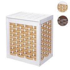 Wäschekorb HWC-G37, Wäschesammler Wäschebox, Massiv-Holz Shabby-Look 61x51x35cm