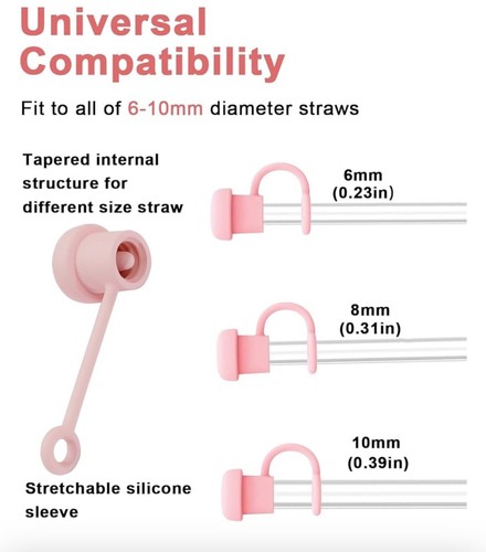 3 Pcs Straw Silicone Covers Cap Stanley Cups 30 & 40 Oz Tumbler Accessories New! - Picture 4 of 14