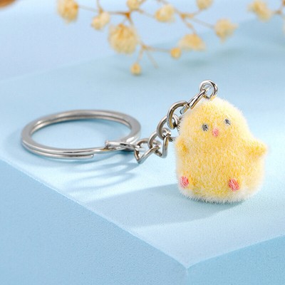 Cute Flocking Animals Pendant Keychain Simple Phone Lanyard Bag Decoration Gifts
