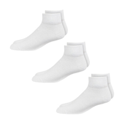 Overt Diabetic Cotton Blend Ankle Socks for Optimal Circulatory Flow, White
