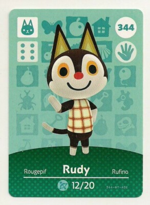 Animal Crossing amiibo Card: Rudy 344 Series 4 Cat New Leaf