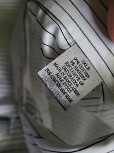 NWT BRUNO Shirt Mens 3XLB Stretch Long Sleeve Button Up White Stripe Embossed - Picture 8 of 12