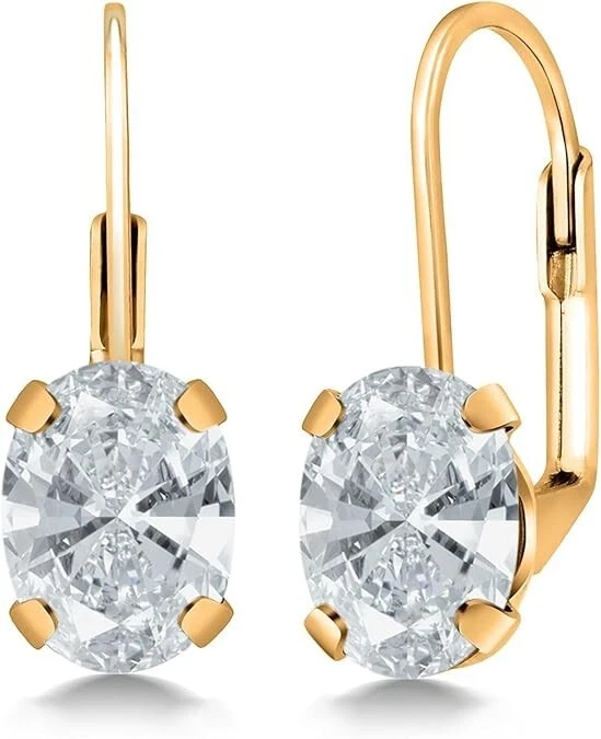 14k Citrin Ohrring 925 Sterlingsilber Rückseiten Hebel November Geburtsstein - Bild 3 von 4